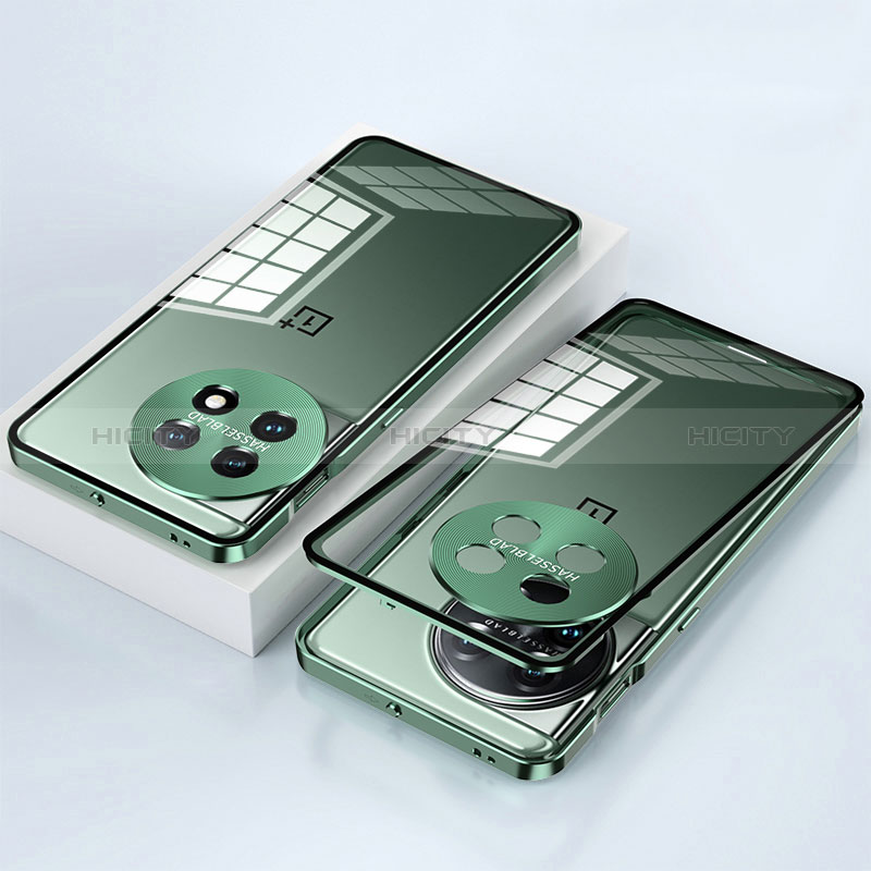 OnePlus 11R 5G用ケース 高級感 手触り良い アルミメタル 製の金属製 360度 フルカバーバンパー 鏡面 カバー P01 OnePlus グリーン