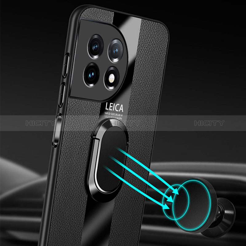OnePlus 11R 5G用シリコンケース ソフトタッチラバー レザー柄 アンド指輪 マグネット式 PB2 OnePlus 