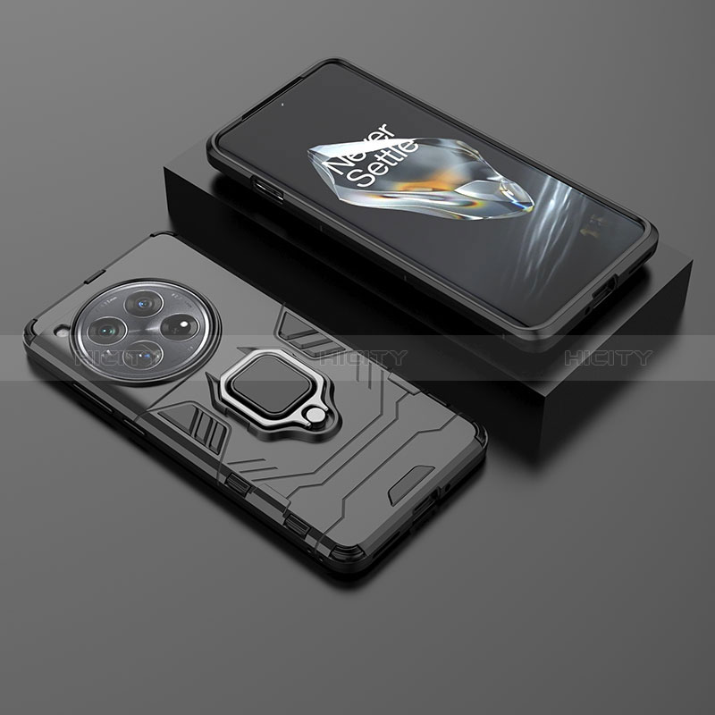 OnePlus 12R 5G用ハイブリットバンパーケース プラスチック アンド指輪 マグネット式 KC2 OnePlus ブラック