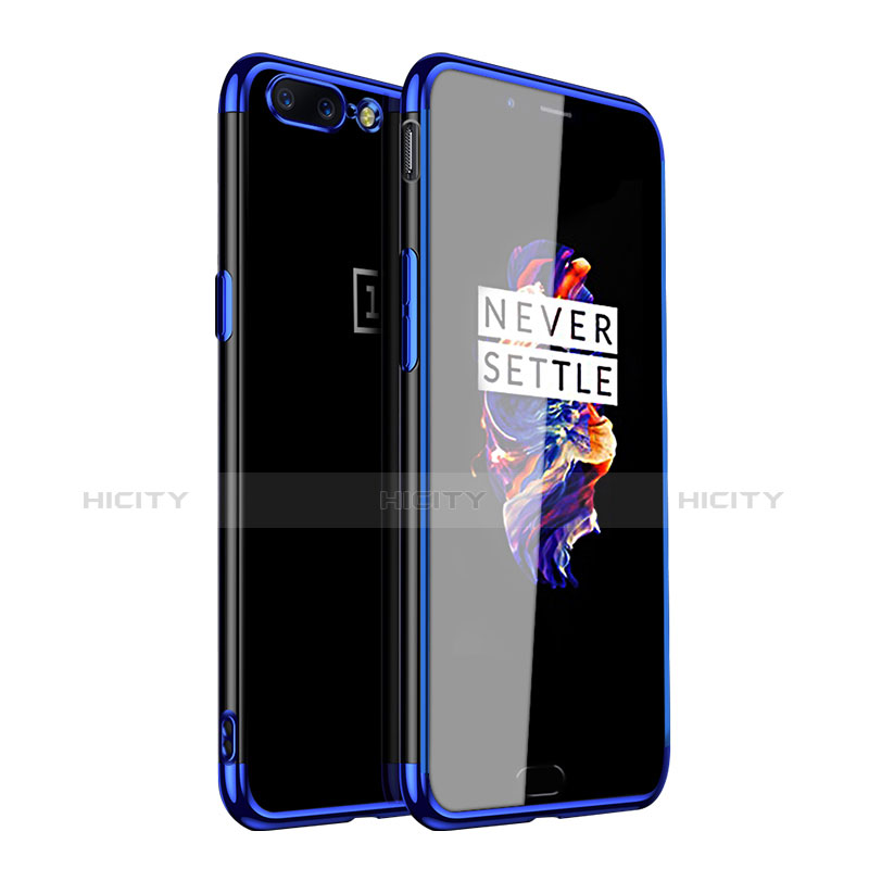 OnePlus 5用極薄ソフトケース シリコンケース 耐衝撃 全面保護 クリア透明 H01 OnePlus ネイビー