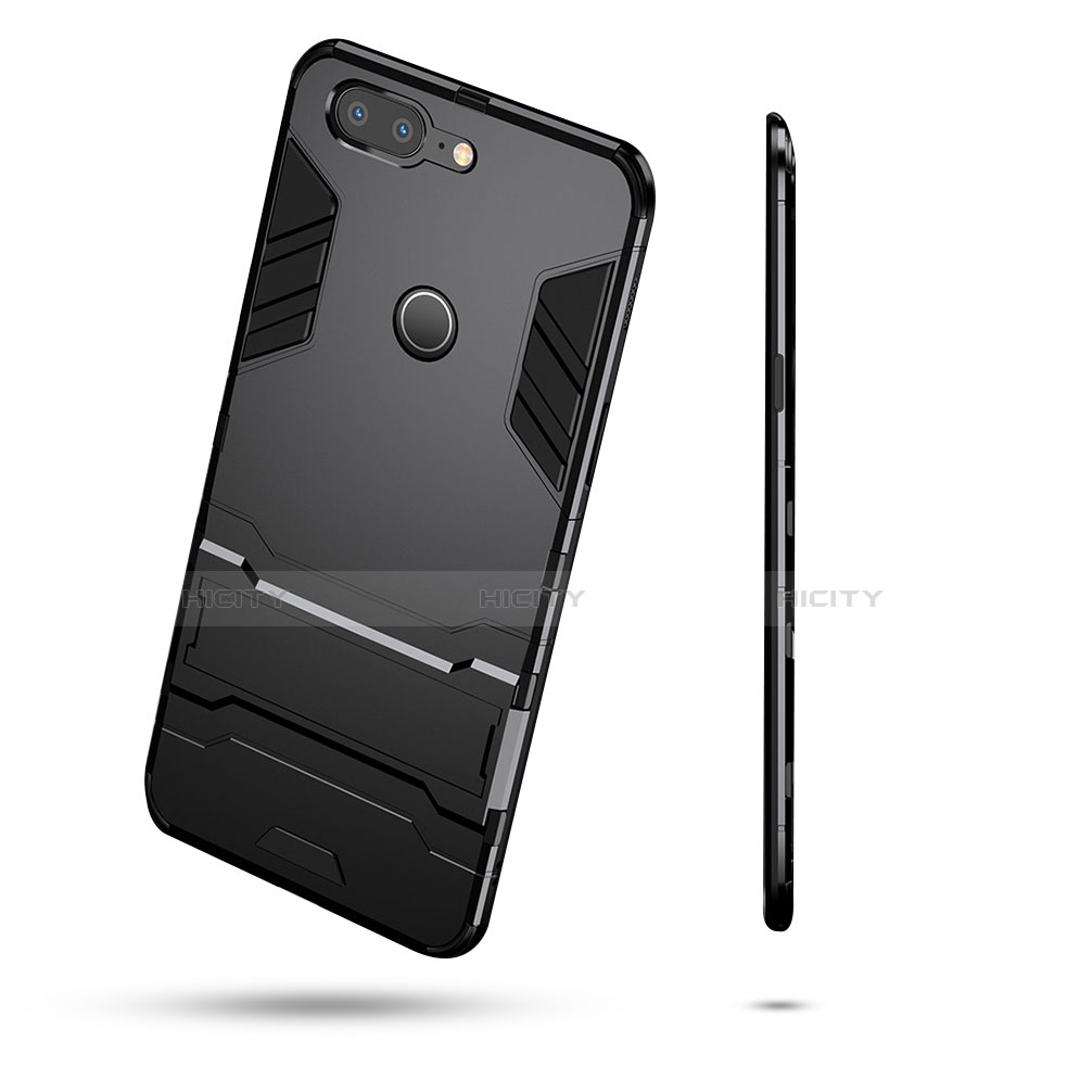 OnePlus 5T A5010用ハイブリットバンパーケース スタンド プラスチック 兼シリコーン OnePlus ブラック
