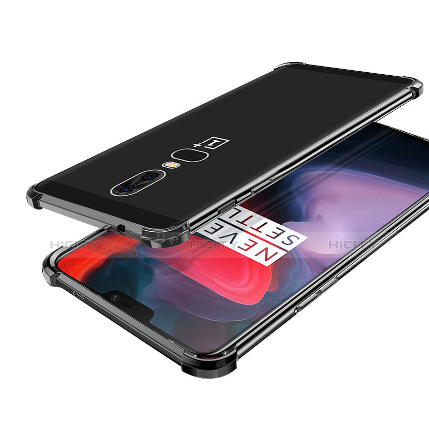 OnePlus 6用極薄ソフトケース シリコンケース 耐衝撃 全面保護 クリア透明 H02 OnePlus ブラック