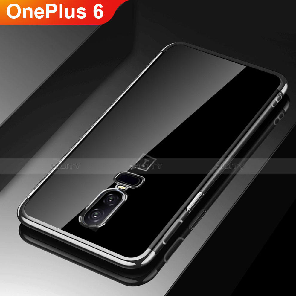 OnePlus 6用極薄ソフトケース シリコンケース 耐衝撃 全面保護 クリア透明 H03 OnePlus ブラック