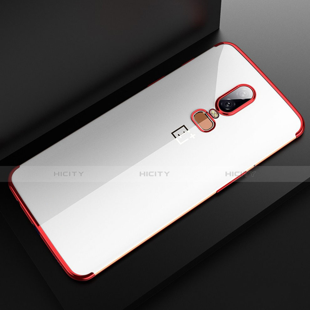 OnePlus 6用極薄ソフトケース シリコンケース 耐衝撃 全面保護 クリア透明 H04 OnePlus レッド