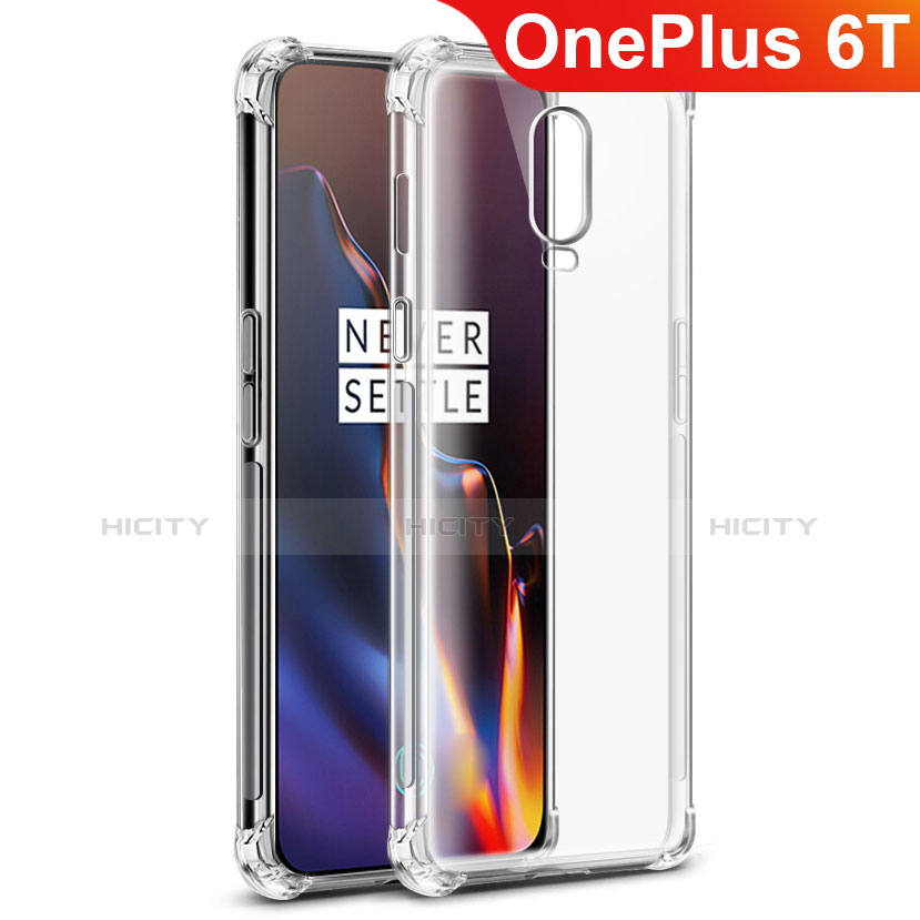 OnePlus 6T用極薄ソフトケース シリコンケース 耐衝撃 全面保護 クリア透明 カバー OnePlus クリア