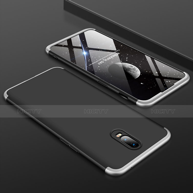 OnePlus 6T用ハードケース プラスチック 質感もマット 前面と背面 360度 フルカバー OnePlus シルバー