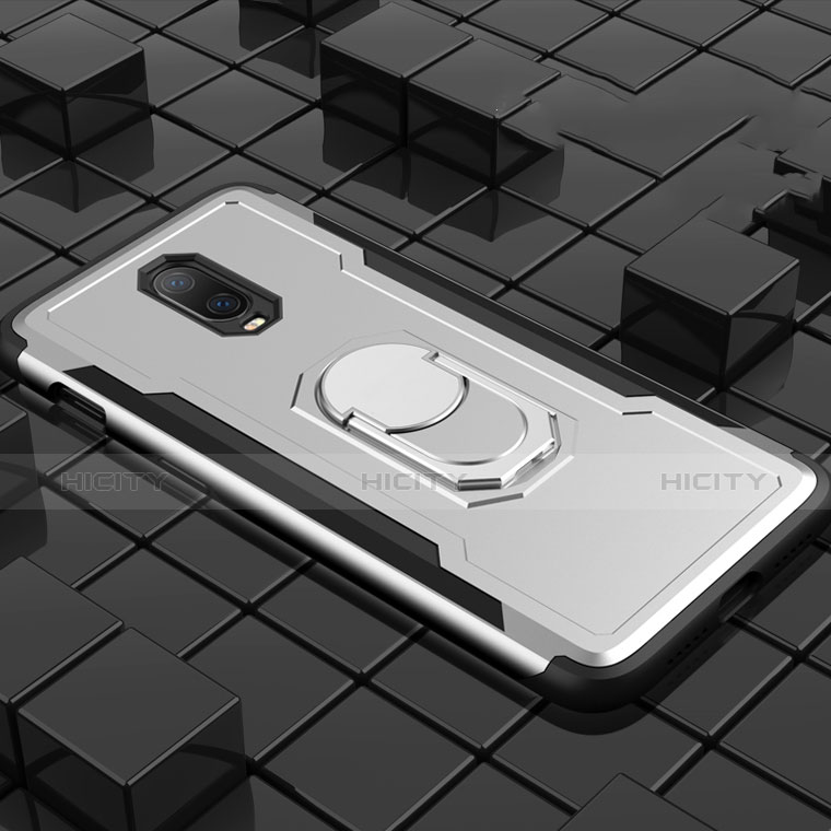OnePlus 6T用ケース 高級感 手触り良い メタル兼プラスチック バンパー アンド指輪 A01 OnePlus 