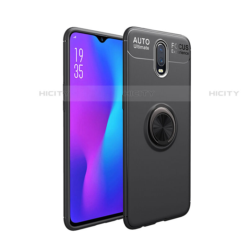 OnePlus 7用極薄ソフトケース シリコンケース 耐衝撃 全面保護 アンド指輪 マグネット式 バンパー OnePlus ブラック