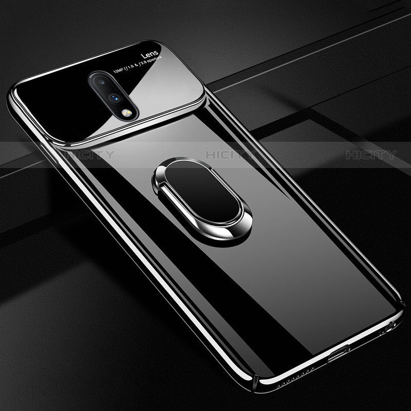 OnePlus 7用ハードケース プラスチック 鏡面 360度 フルカバー アンド指輪 マグネット式 OnePlus ブラック