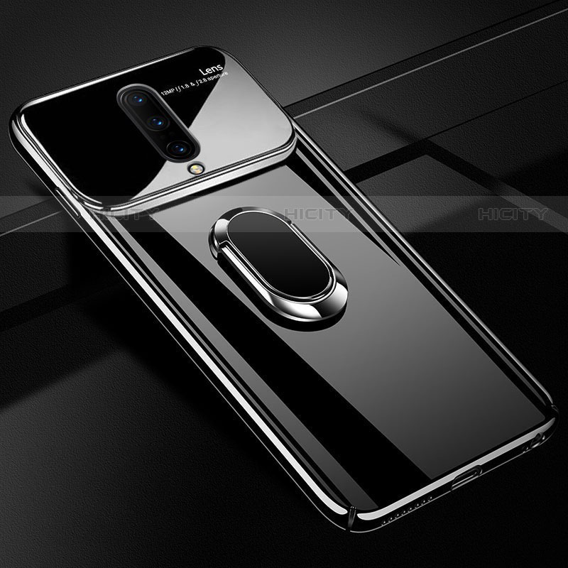 OnePlus 7 Pro用ハードケース プラスチック 鏡面 360度 フルカバー アンド指輪 マグネット式 OnePlus ブラック