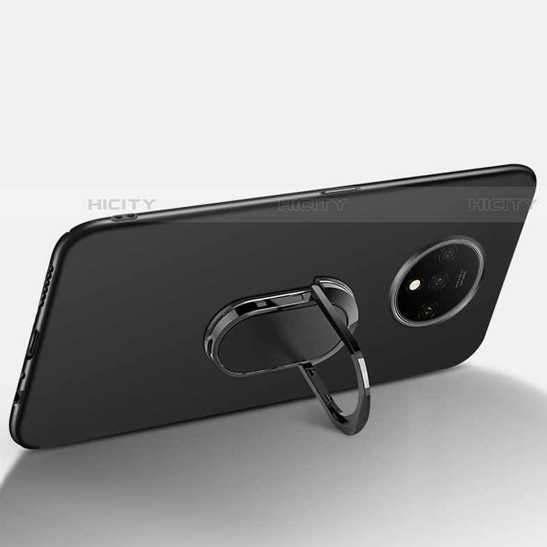 OnePlus 7T用極薄ソフトケース シリコンケース 耐衝撃 全面保護 アンド指輪 マグネット式 OnePlus ブラック