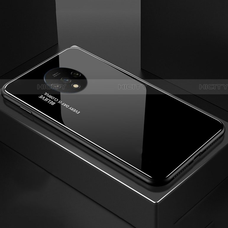 OnePlus 7T用ハイブリットバンパーケース プラスチック 鏡面 虹 グラデーション 勾配色 カバー OnePlus ブラック