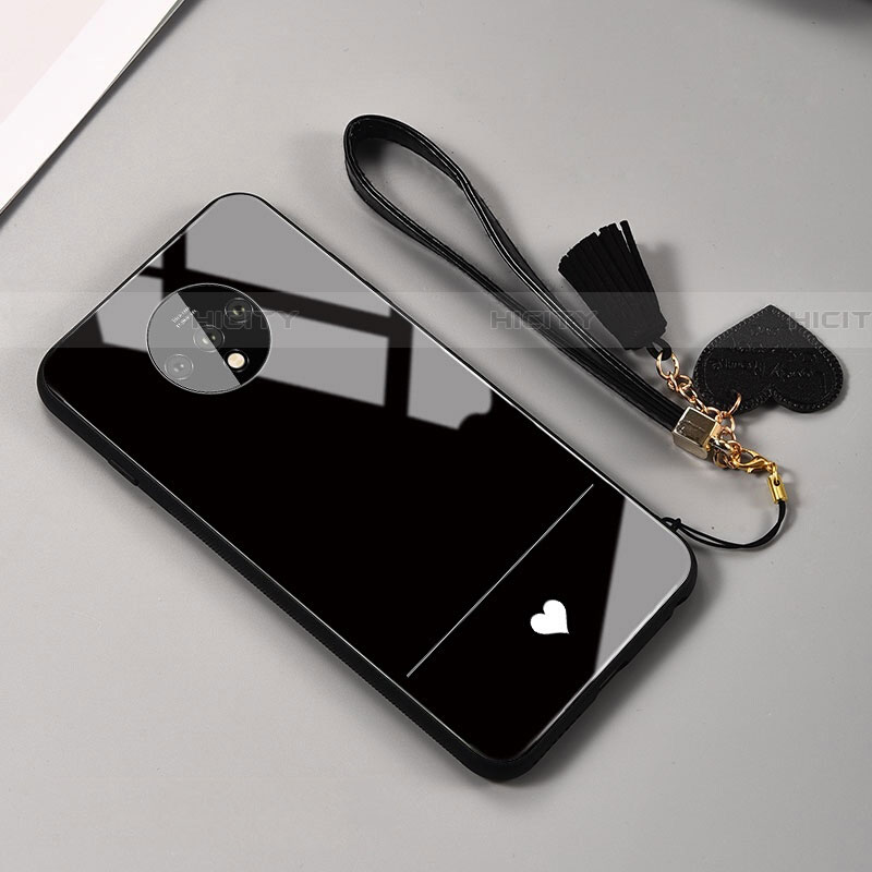OnePlus 7T用ハイブリットバンパーケース プラスチック 鏡面 カバー T02 OnePlus ブラック