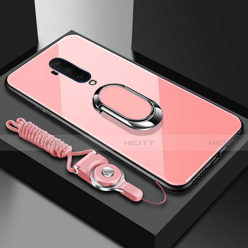 OnePlus 7T Pro 5G用ハイブリットバンパーケース プラスチック 鏡面 カバー アンド指輪 マグネット式 OnePlus ローズゴールド