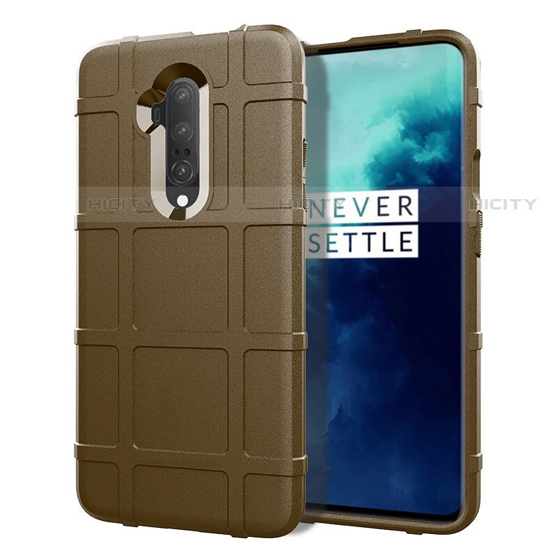 OnePlus 7T Pro用360度 フルカバー極薄ソフトケース シリコンケース 耐衝撃 全面保護 バンパー S01 OnePlus ブラウン