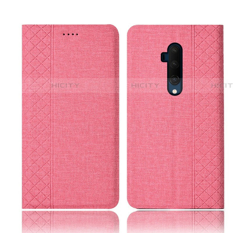 OnePlus 7T Pro用手帳型 布 スタンド H01 OnePlus ピンク