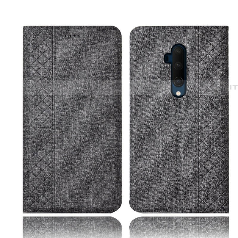 OnePlus 7T Pro用手帳型 布 スタンド H01 OnePlus グレー
