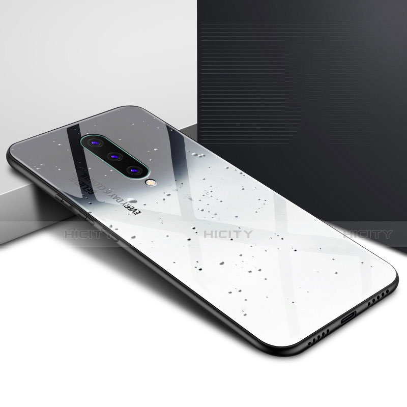 OnePlus 8用ハイブリットバンパーケース プラスチック パターン 鏡面 カバー OnePlus グレー
