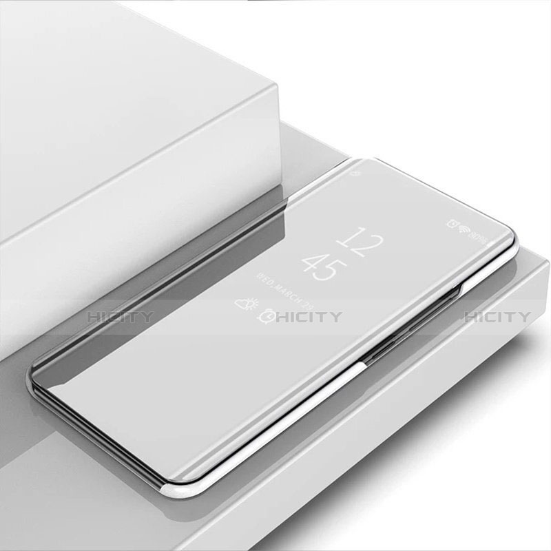 OnePlus 8用手帳型 レザーケース スタンド 鏡面 カバー OnePlus シルバー