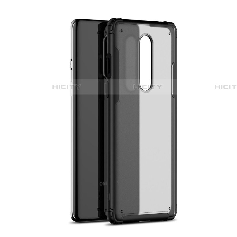 OnePlus 8用ハイブリットバンパーケース クリア透明 プラスチック 鏡面 カバー H01 OnePlus ブラック