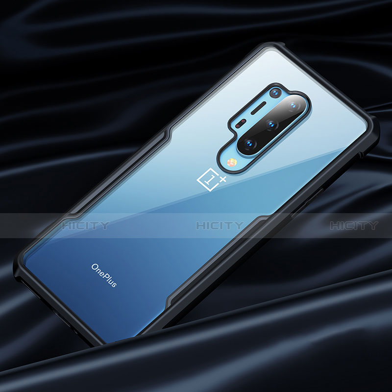 OnePlus 8 Pro用360度 フルカバーハイブリットバンパーケース クリア透明 プラスチック 鏡面 OnePlus ブラック