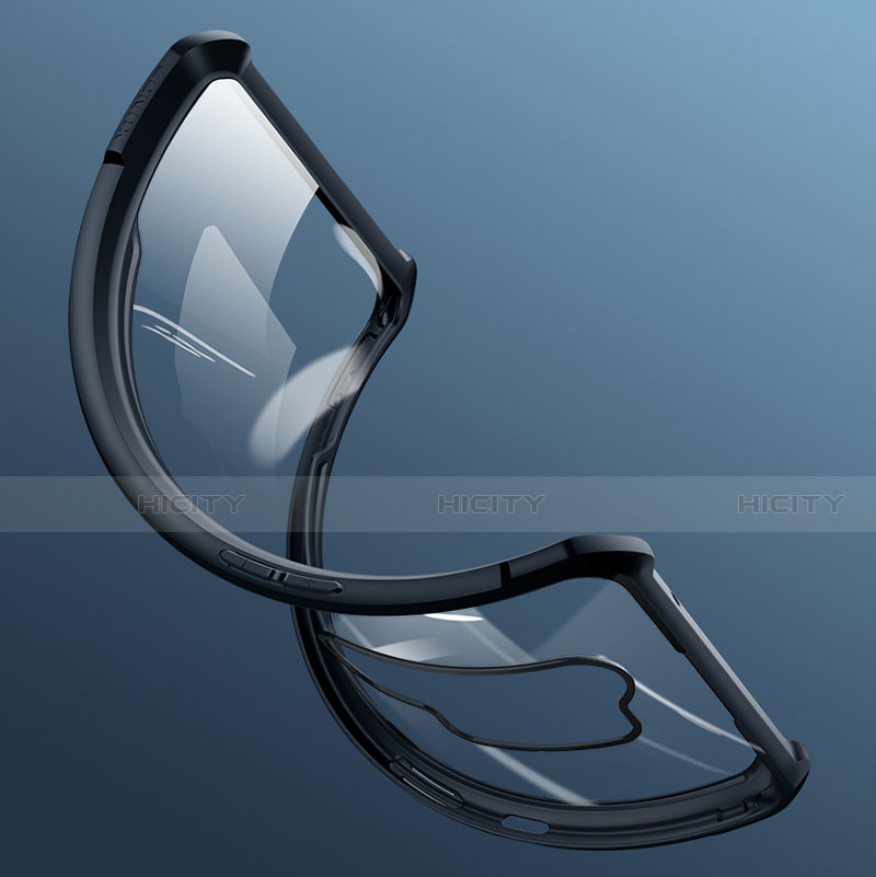 OnePlus 8 Pro用360度 フルカバーハイブリットバンパーケース クリア透明 プラスチック 鏡面 OnePlus ブラック
