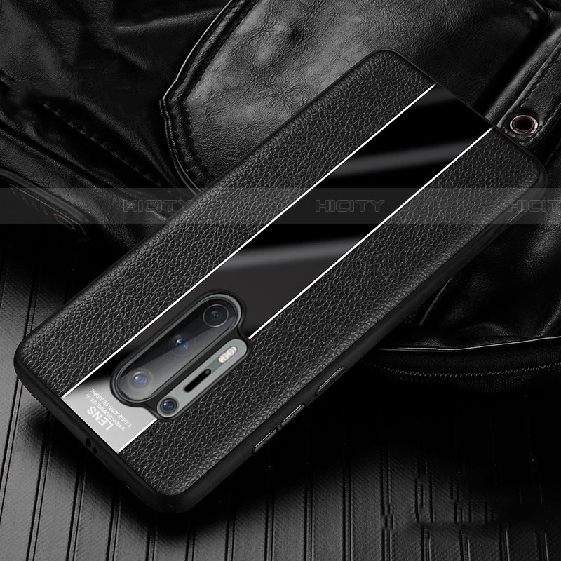 OnePlus 8 Pro用シリコンケース ソフトタッチラバー レザー柄 カバー H02 OnePlus ブラック