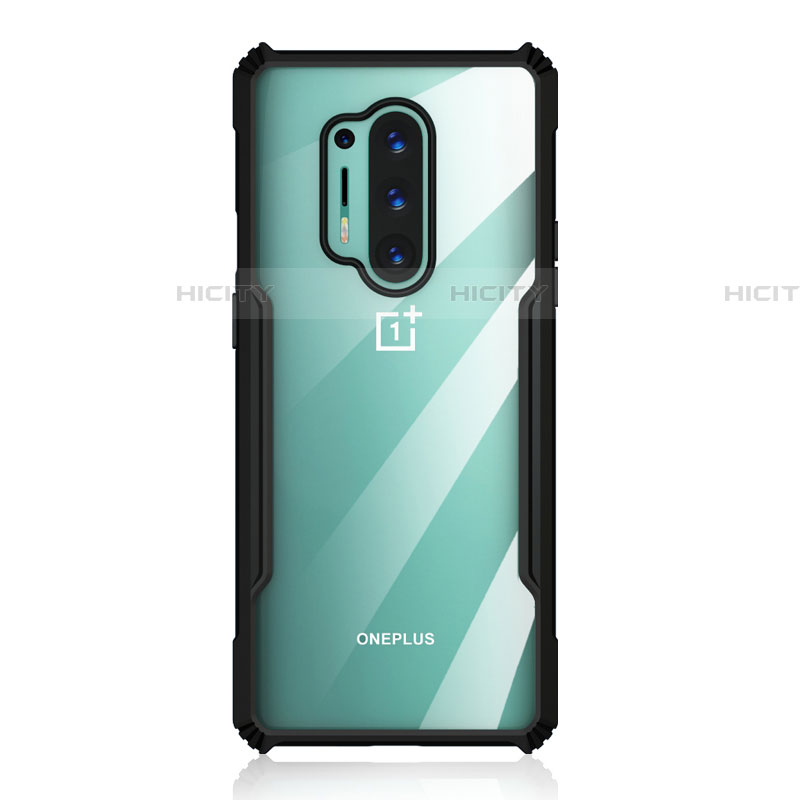 OnePlus 8 Pro用ハイブリットバンパーケース クリア透明 プラスチック 鏡面 カバー H03 OnePlus ブラック