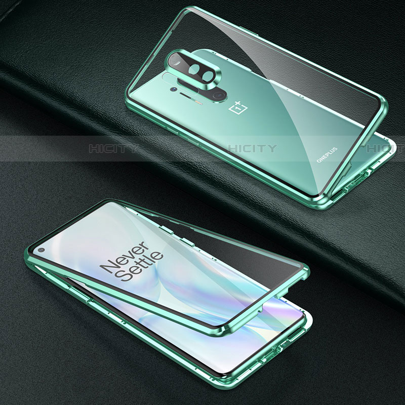 OnePlus 8 Pro用ケース 高級感 手触り良い アルミメタル 製の金属製 360度 フルカバーバンパー 鏡面 カバー T01 OnePlus グリーン