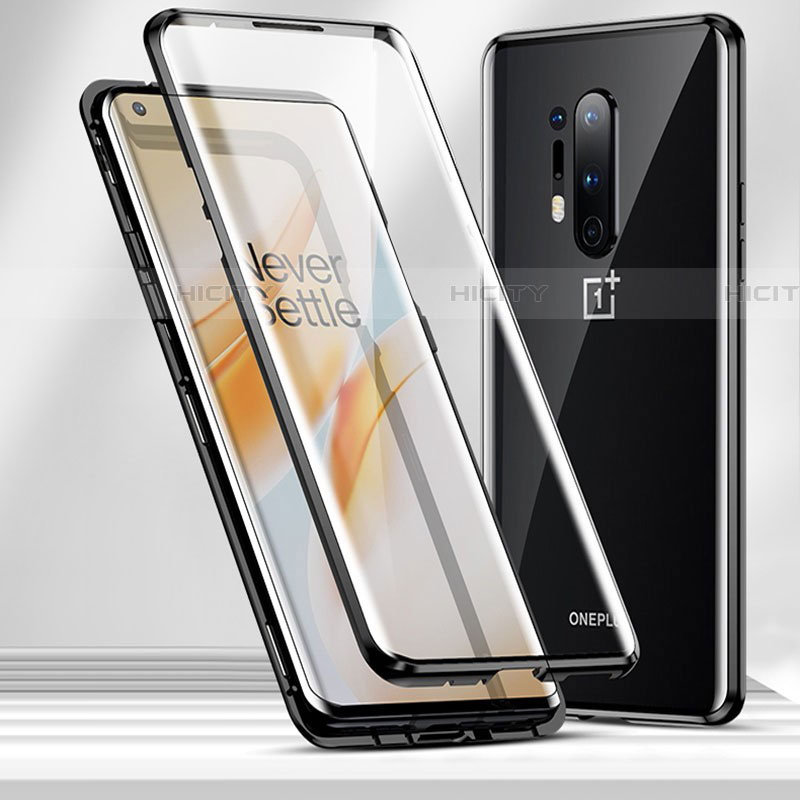 OnePlus 8 Pro用ケース 高級感 手触り良い アルミメタル 製の金属製 360度 フルカバーバンパー 鏡面 カバー T04 OnePlus 