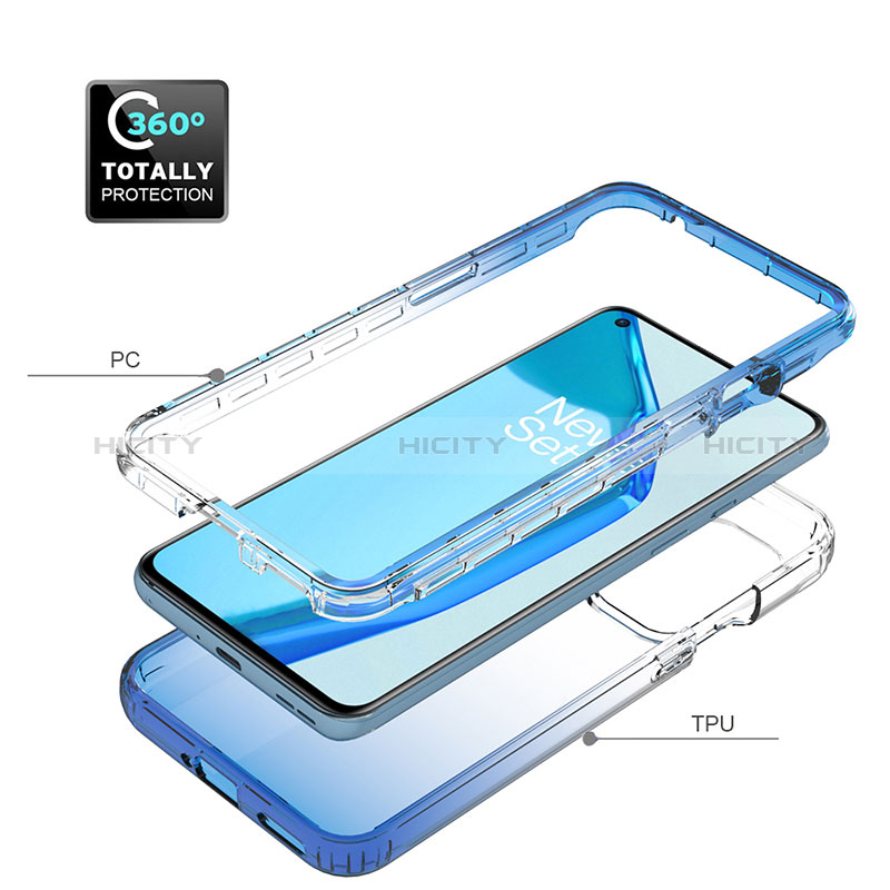 OnePlus 9 5G用前面と背面 360度 フルカバー 極薄ソフトケース シリコンケース 耐衝撃 全面保護 バンパー 勾配色 透明 OnePlus 