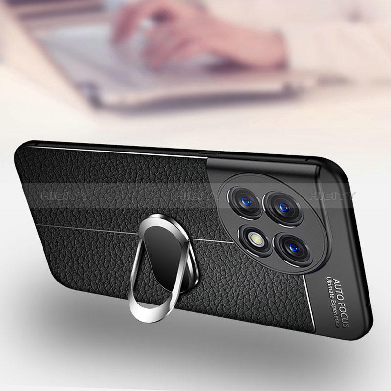 OnePlus Ace 2 Pro 5G用シリコンケース ソフトタッチラバー レザー柄 アンド指輪 マグネット式 OnePlus 