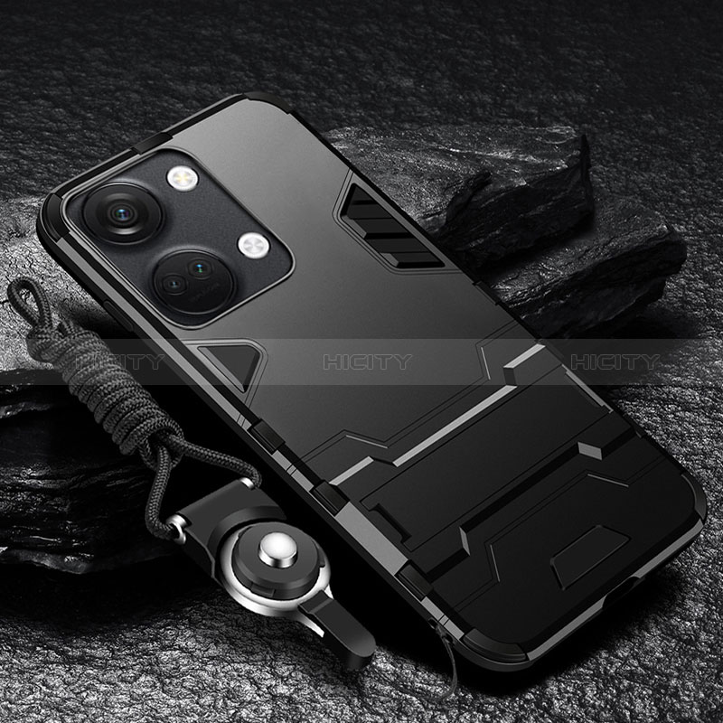 OnePlus Ace 2V 5G用ハイブリットバンパーケース スタンド プラスチック 兼シリコーン カバー R01 OnePlus ブラック