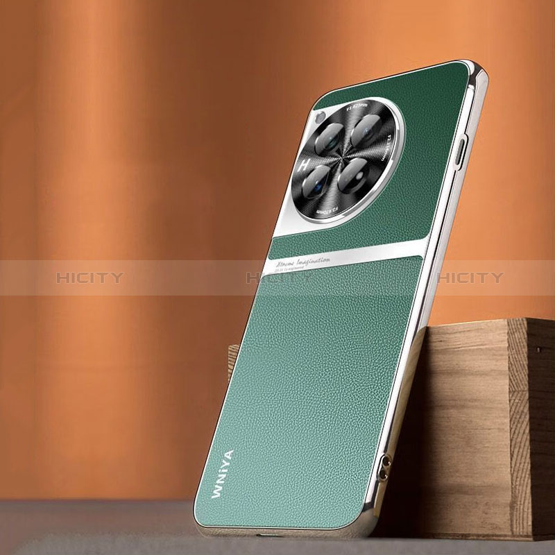 OnePlus Ace 3 5G用ケース 高級感 手触り良いレザー柄 S05 OnePlus グリーン