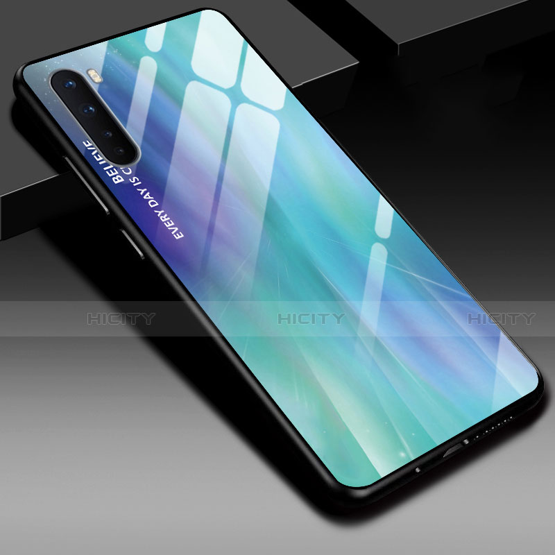 OnePlus Nord用ハイブリットバンパーケース プラスチック 鏡面 カバー OnePlus シアン