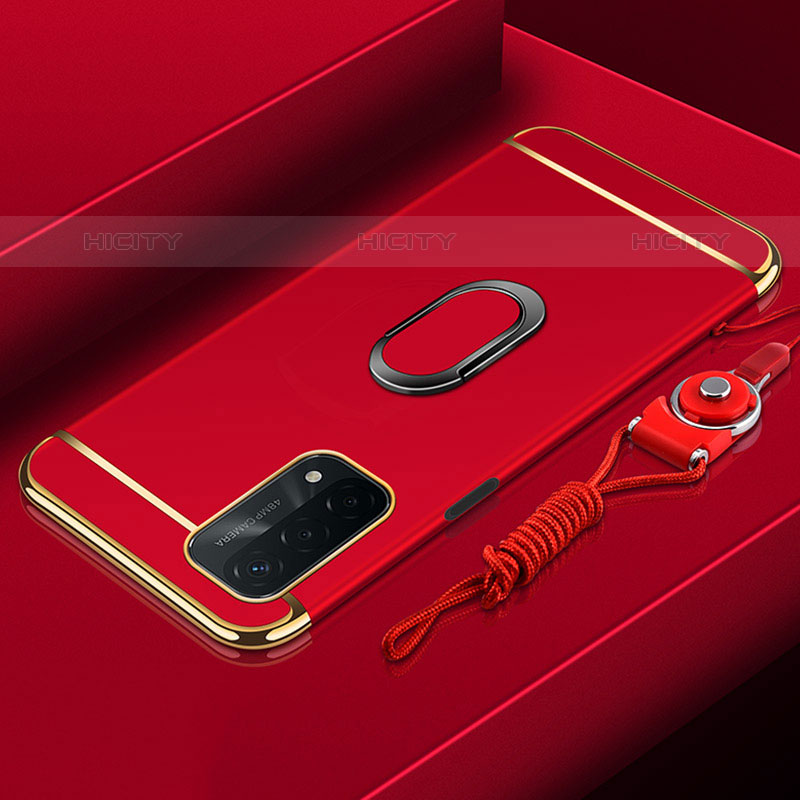 OnePlus Nord N200 5G用ケース 高級感 手触り良い メタル兼プラスチック バンパー アンド指輪 P01 OnePlus レッド