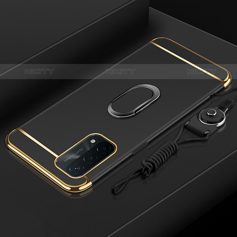 OnePlus Nord N200 5G用ケース 高級感 手触り良い メタル兼プラスチック バンパー アンド指輪 P01 OnePlus ブラック