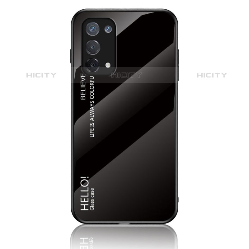 OnePlus Nord N200 5G用ハイブリットバンパーケース プラスチック 鏡面 虹 グラデーション 勾配色 カバー LS1 OnePlus ブラック