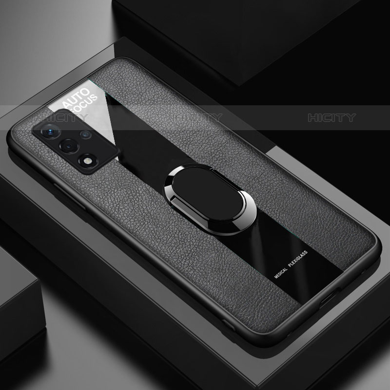 OnePlus Nord N200 5G用シリコンケース ソフトタッチラバー レザー柄 アンドマグネット式 S01 OnePlus ブラック