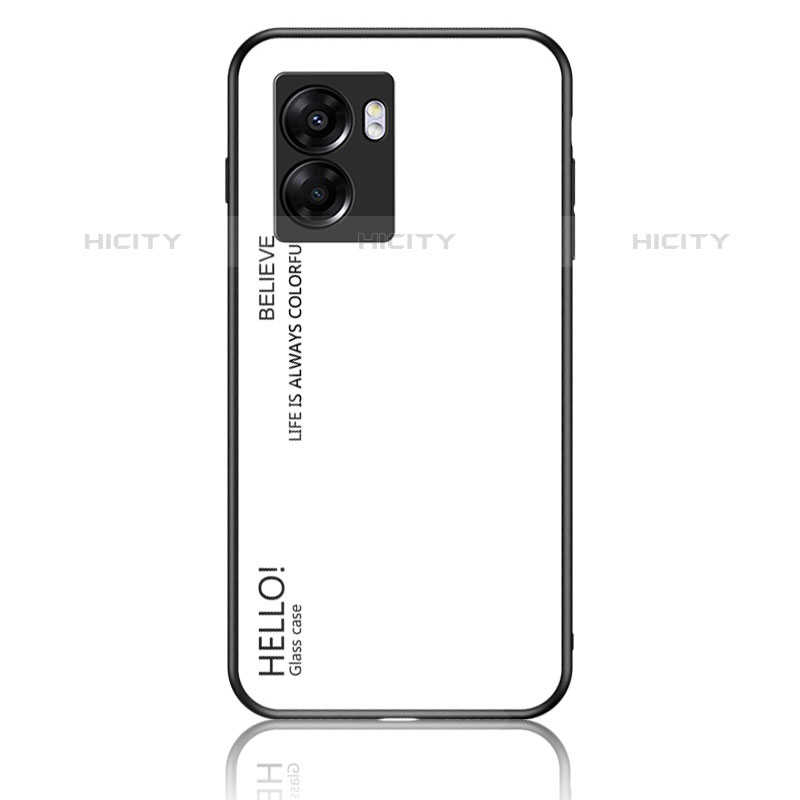 OnePlus Nord N300 5G用ハイブリットバンパーケース プラスチック 鏡面 虹 グラデーション 勾配色 カバー LS1 OnePlus ホワイト