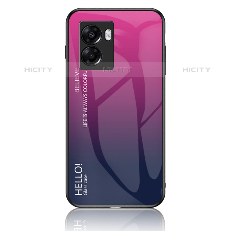 OnePlus Nord N300 5G用ハイブリットバンパーケース プラスチック 鏡面 虹 グラデーション 勾配色 カバー LS1 OnePlus ローズレッド