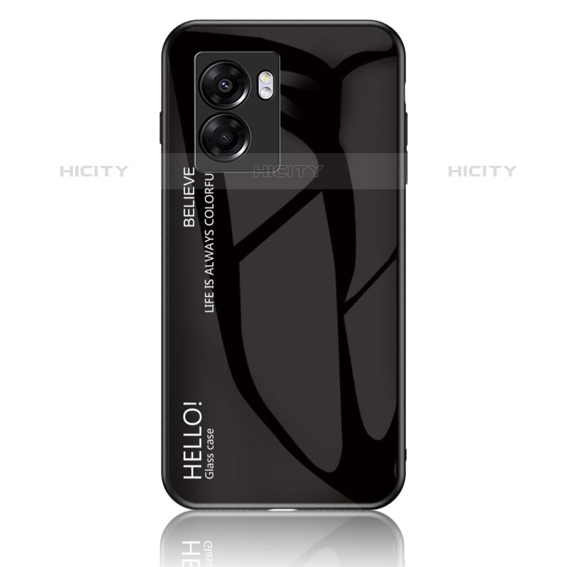 OnePlus Nord N300 5G用ハイブリットバンパーケース プラスチック 鏡面 虹 グラデーション 勾配色 カバー LS1 OnePlus ブラック