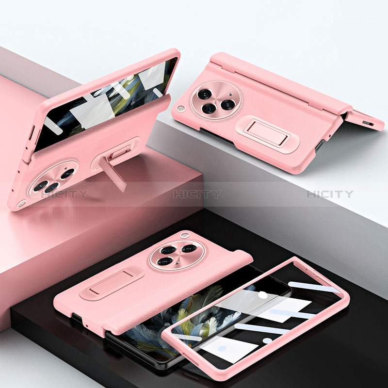 OnePlus Open 5G用ケース 高級感 手触り良いレザー柄 QK1 OnePlus ピンク