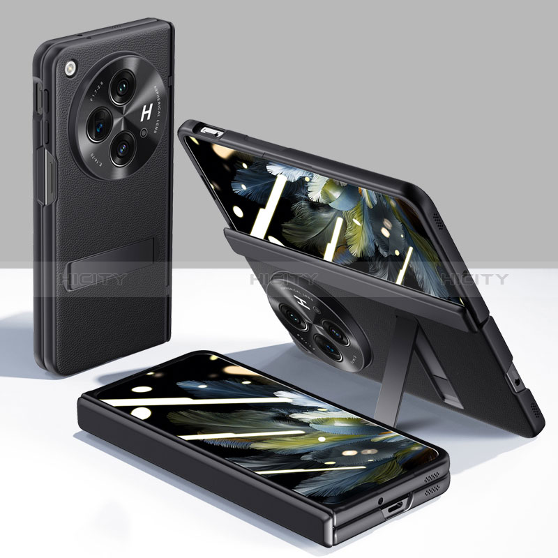 OnePlus Open 5G用ケース 高級感 手触り良いレザー柄 GS6 OnePlus ブラック