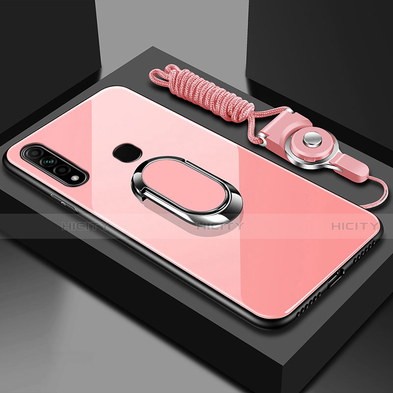 Oppo A31用ハイブリットバンパーケース プラスチック 鏡面 カバー アンド指輪 マグネット式 Oppo ピンク