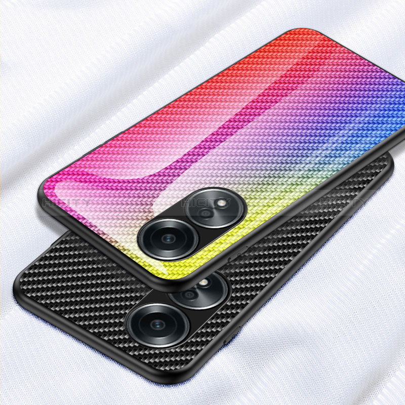 Oppo A38用ハイブリットバンパーケース プラスチック 鏡面 虹 グラデーション 勾配色 カバー LS2 Oppo 