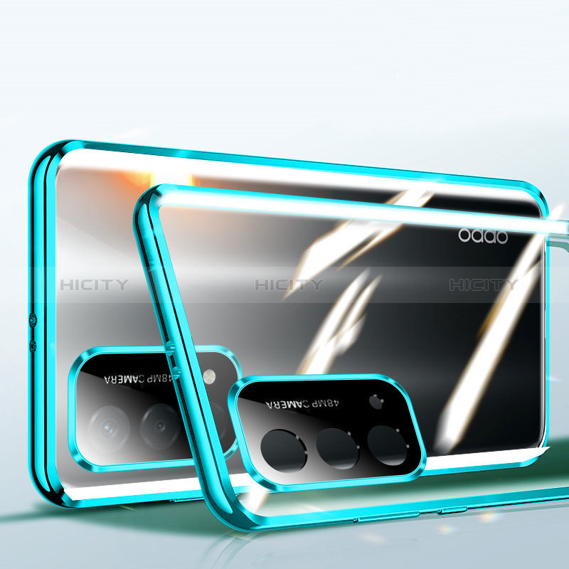 Oppo A54 5G用ケース 高級感 手触り良い アルミメタル 製の金属製 360度 フルカバーバンパー 鏡面 カバー P01 Oppo グリーン