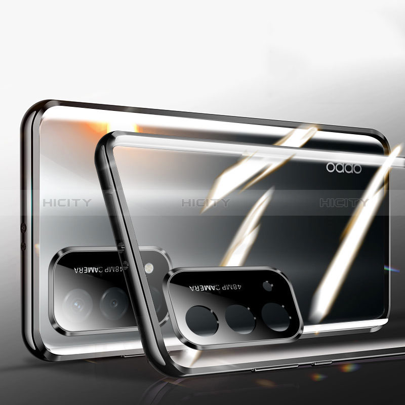 Oppo A54 5G用ケース 高級感 手触り良い アルミメタル 製の金属製 360度 フルカバーバンパー 鏡面 カバー P01 Oppo 