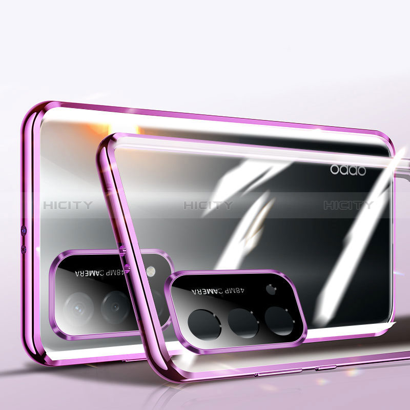 Oppo A54 5G用ケース 高級感 手触り良い アルミメタル 製の金属製 360度 フルカバーバンパー 鏡面 カバー P01 Oppo 