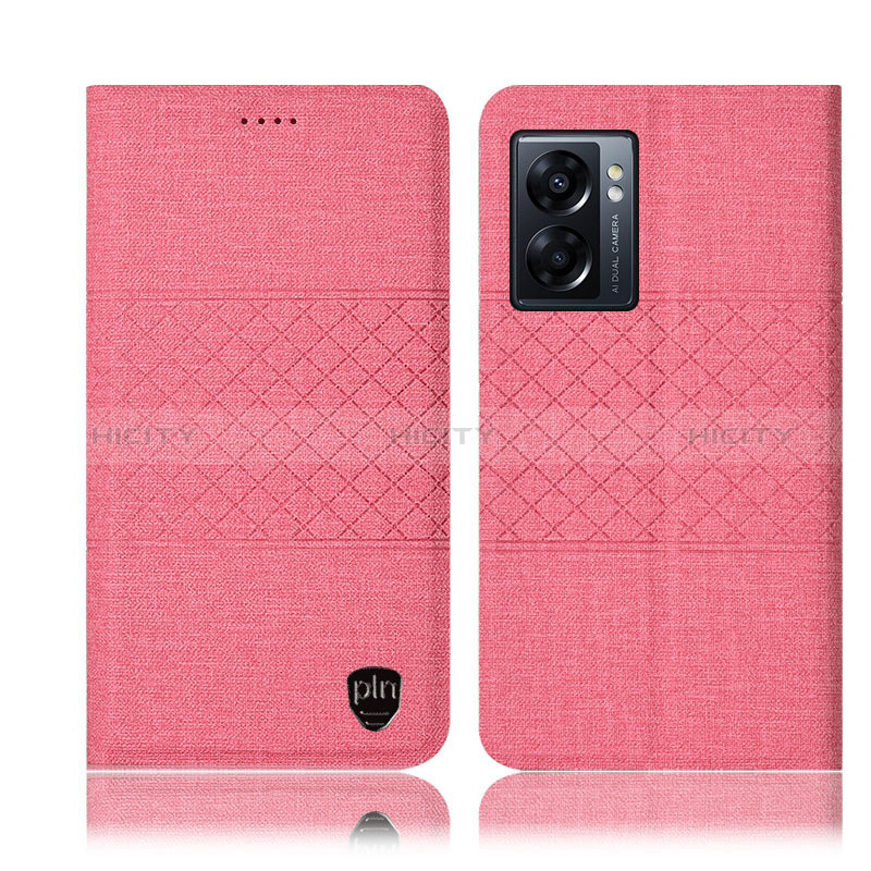 Oppo A56S 5G用手帳型 布 スタンド H12P Oppo ピンク